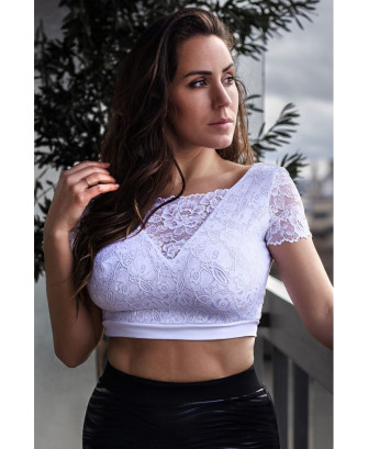Top sexy court blanc bi matière réversible 